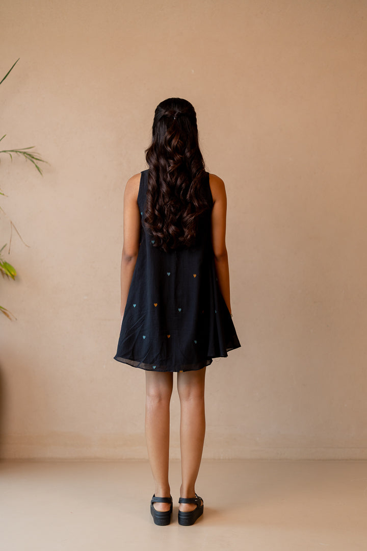 Jhora Heart Dress in Black