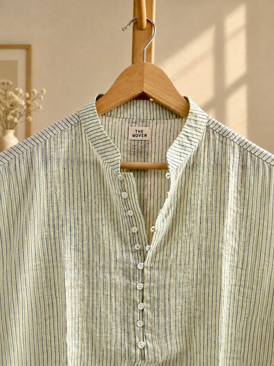 Linen Kurta in Pistachio Green