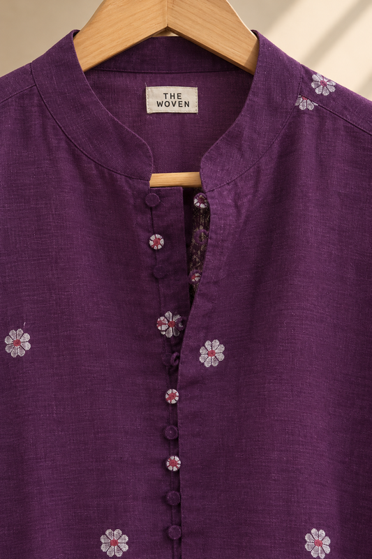 Jamdani Kurta in Twilight Plum