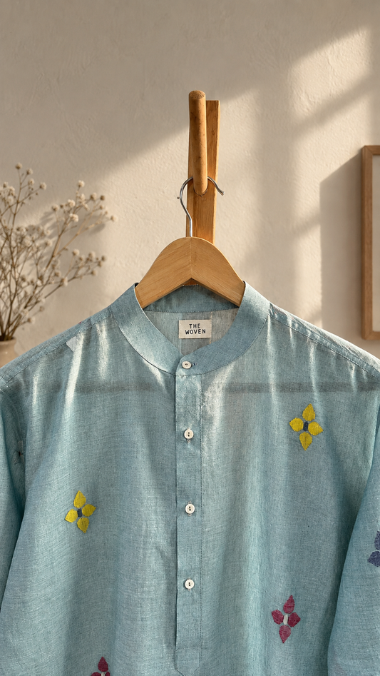 Jamdani Kurta in Powder Blue