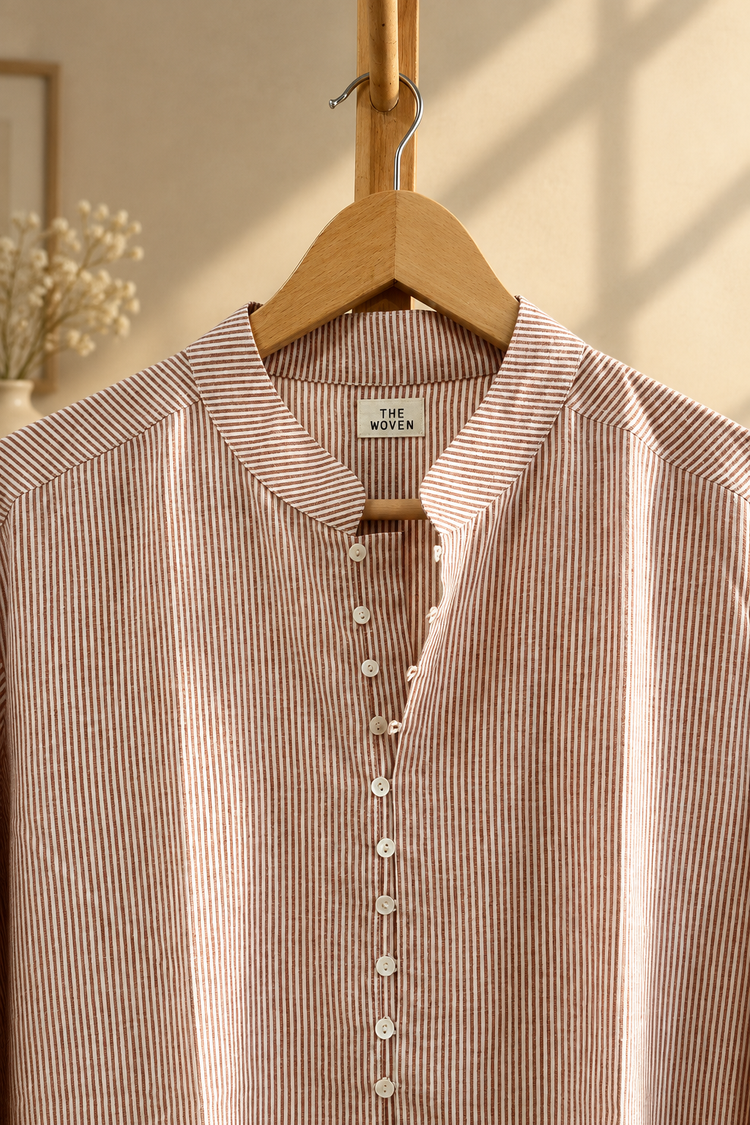 Cotton Kurta in Brown-Beige