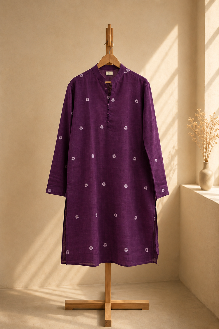 Jamdani Kurta in Twilight Plum