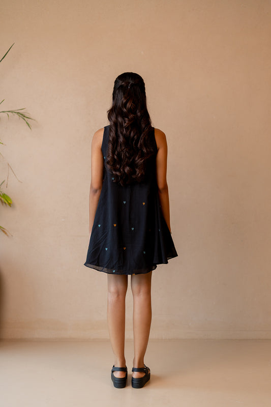 Jhora Heart Dress in Black
