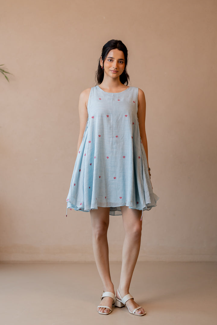 Jhora Heart Dress in Aqua Blue