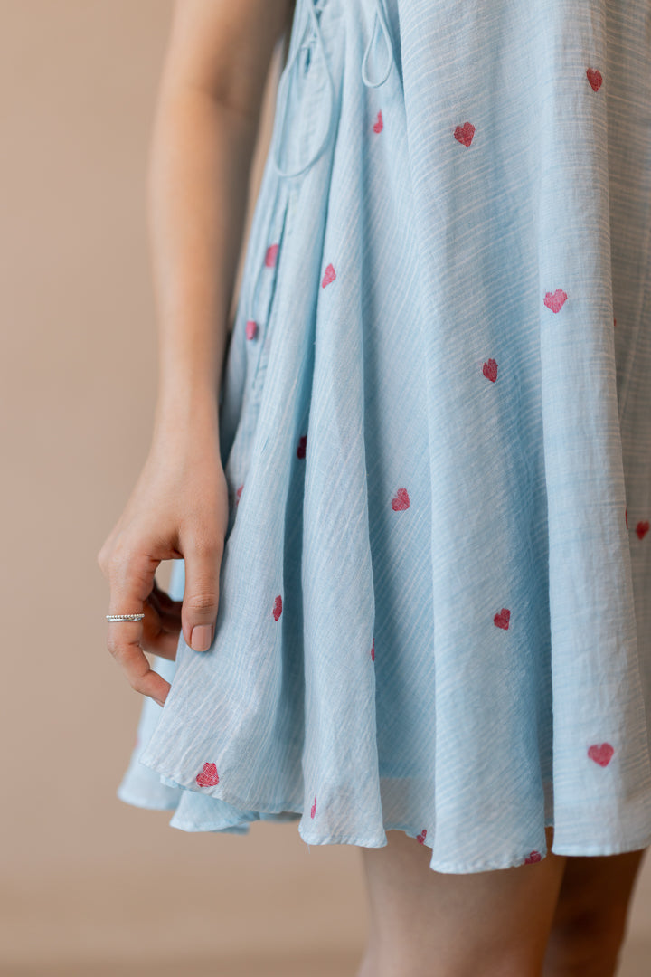 Jhora Heart Dress in Aqua Blue