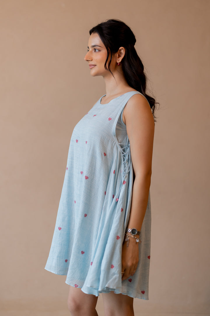 Jhora Heart Dress in Aqua Blue