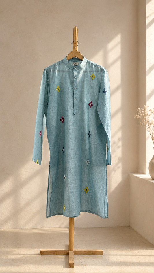 Jamdani Kurta in Powder Blue